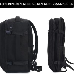 ECOHUB 30L Rucksack Handgepäck Flugzeug, Easyjet Handgepäck 45x36x20 Rucksack, Wasserdichter Recyceltes PET Reiserucksack, Groß Reisetasche Herren, Patent anhängig(Schwarz) – Bild 5