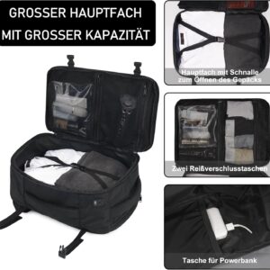 ECOHUB 30L Rucksack Handgepäck Flugzeug, Easyjet Handgepäck 45x36x20 Rucksack, Wasserdichter Recyceltes PET Reiserucksack, Groß Reisetasche Herren, Patent anhängig(Schwarz) – Bild 7