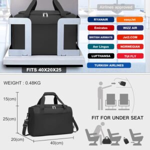 KONO Ryanair Handgepäck 40x20x25 Handgepäck Tasche für Flugzeug Reisetasche Gepäck Weekender Große Maximal Handgepäck für Herren und Damen mit Schultergurt (Schwarz) – Bild 3