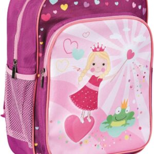 Idena 22047 - Rucksack Trolley mit 2 Rollen für Kinder, pink mit Prinzessinnen Motiv, als Handgepäckskoffer, Schultrolley und Kinderrucksack, ca. 40 x 28 x 17 cm – Bild 3