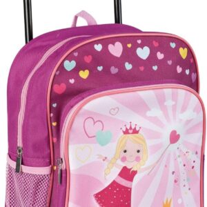 Idena 22047 - Rucksack Trolley mit 2 Rollen für Kinder, pink mit Prinzessinnen Motiv, als Handgepäckskoffer, Schultrolley und Kinderrucksack, ca. 40 x 28 x 17 cm – Bild 4