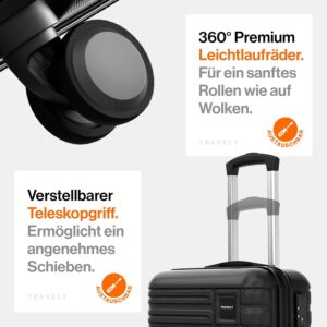 Travely Premium Handgepäck Koffer 55x40x20cm - passend für Ryanair, Lufthansa, Eurowings und co. I 36L Trolley Handgepäck mit sanften Rollen und praktischem TSA Schloss, Reisekoffer – Bild 5