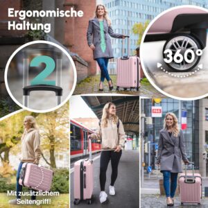 Easy Move ABS Hartschalenkoffer [ERGONOMISCH & SICHER] - Großer Trolley Koffer mit 360° Rädern, Zahlen Schloss - reisekoffer groß, hartschalenkoffer, Luggage (Pink, 54cm) – Bild 3