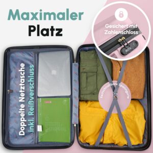 Easy Move ABS Hartschalenkoffer [ERGONOMISCH & SICHER] - Großer Trolley Koffer mit 360° Rädern, Zahlen Schloss - reisekoffer groß, hartschalenkoffer, Luggage (Pink, 54cm) – Bild 4