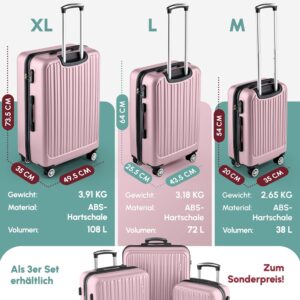 Easy Move ABS Hartschalenkoffer [ERGONOMISCH & SICHER] - Großer Trolley Koffer mit 360° Rädern, Zahlen Schloss - reisekoffer groß, hartschalenkoffer, Luggage (Pink, 54cm) – Bild 5