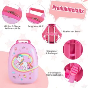 DREAMADE 2 TLG. Kinderkoffer & Rucksack, 16” +12” Kinderkofferset, Kindertrolley Kindergepäck, Handgepäck Reisegepäck Hartschalenkoffer für Kinder (Pink-Einhorn, 16 Zoll +12 Zoll) – Bild 8