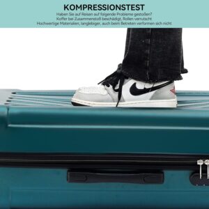 BEIBYE Hartschalen-Koffer Trolley Rollkoffer Reisekoffer Handgepäck 4 Rollen (M-L-XL-Set) (Dunkelgruen, XL) – Bild 7