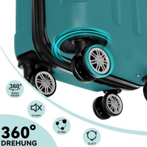 BEIBYE Hartschalen-Koffer Trolley Rollkoffer Reisekoffer Handgepäck 4 Rollen (M-L-XL-Set) (Dunkelgruen, XL) – Bild 8