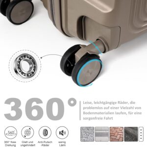 TAN.TOMI Koffer, Handgepäck Koffer, Hartschalenkoffer Reisekoffer mit 4 Rollen Leicht Trolley Rollkoffer PP Material Suitcase mit 3-Stelliges Passwortsperre – Bild 3
