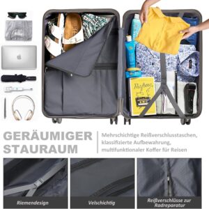 TAN.TOMI Koffer, Handgepäck Koffer, Hartschalenkoffer Reisekoffer mit 4 Rollen Leicht Trolley Rollkoffer PP Material Suitcase mit 3-Stelliges Passwortsperre – Bild 4