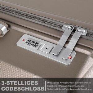 TAN.TOMI Koffer, Handgepäck Koffer, Hartschalenkoffer Reisekoffer mit 4 Rollen Leicht Trolley Rollkoffer PP Material Suitcase mit 3-Stelliges Passwortsperre – Bild 5