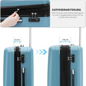 BEIBYE TSA-Schloß 2080 Hangepäck Zwillingsrollen neu Reisekoffer Koffer Trolley Hartschale Set-XL-L-M(Boardcase) (Ice Blue, L) – Bild 3