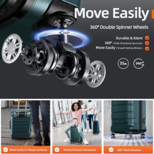 SHOWKOO Koffer Groß Hartschale Leicht Reisekoffer ABS+PC Erweiterbar Haltbar Trolley Handgepäck Große Kapazität mit 4 Rollen und TSA Schloss, XL -Armeegrün – Bild 3