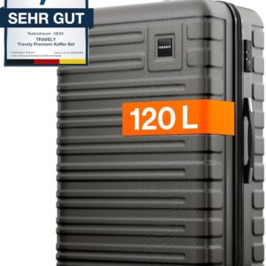 Travely Premium Koffer Groß: 28" Jede Menge Platz mit mehr als 120L Volumen, sehr robuster Hartschalen Koffer mit sanften Rollen & TSA Schloss, Reisekoffer, Koffer & Trolleys, Reisekoffer mit Rollen