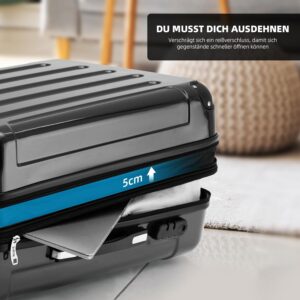 BEIBYE- 3er Kofferset Hartschalen-Koffer Reisekoffer Trolley Rollkoffer Set Reisekofferset (Schwarz) – Bild 3