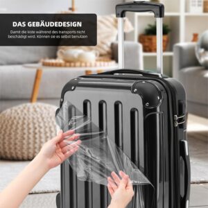 BEIBYE- 3er Kofferset Hartschalen-Koffer Reisekoffer Trolley Rollkoffer Set Reisekofferset (Schwarz) – Bild 5