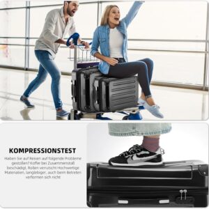 BEIBYE- 3er Kofferset Hartschalen-Koffer Reisekoffer Trolley Rollkoffer Set Reisekofferset (Schwarz) – Bild 7
