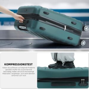 BEIBYE Zwillingsrollen 2066 Hartschale Trolley Koffer Reisekoffer Gepäck M-L-XL-Set (Dunkelgrün, XL) – Bild 5