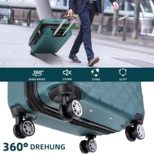 BEIBYE Zwillingsrollen 2066 Hartschale Trolley Koffer Reisekoffer Gepäck M-L-XL-Set (Dunkelgrün, XL) – Bild 6