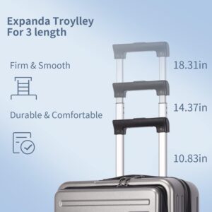 TydeCkare 20" Handgepäck mit Laptopfach, 55x40x20cm, Airline Kompatibel, 34L Hartschalenkoffer Klein, Leicht, 4 Rollen, mit TSA Schloss, Dunkelgrau – Bild 8