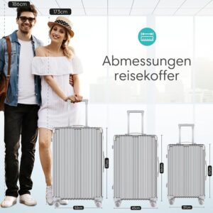 Voyagoux Koffer Handgepäck - 39L, Hartschalenkoffer klein, TSA-Schloss, ABS, 4X 360° Rollen, Robust und Leichtgewicht Suitcase, 23x35x57cm, Silber – Bild 3