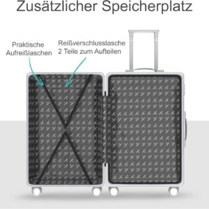 Voyagoux Koffer Handgepäck - 39L, Hartschalenkoffer klein, TSA-Schloss, ABS, 4X 360° Rollen, Robust und Leichtgewicht Suitcase, 23x35x57cm, Silber – Bild 4