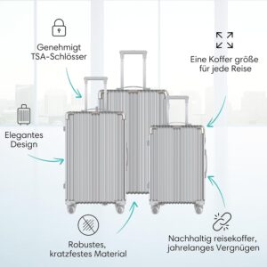 Voyagoux Koffer Handgepäck - 39L, Hartschalenkoffer klein, TSA-Schloss, ABS, 4X 360° Rollen, Robust und Leichtgewicht Suitcase, 23x35x57cm, Silber – Bild 9