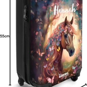NoBoringSuitcases.com® Kinderkoffer Mädchen - Koffer Kinder - Pferd mit Blumen - Madchen - 55x40x20 - Fotokoffer - Personalisiert – Bild 8