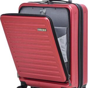TydeCkare 20" Handgepäck mit Laptopfach, 55x40x20cm, Airline Kompatibel, 34L Hartschalenkoffer Klein, Leicht, 4 Rollen, mit TSA Schloss, Rotwein