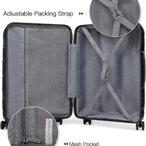 KONO Koffer Groß Leicht Hartschalenkoffer Trolley Reisekoffer mit 4 Rollen und TSA Schloss, 75x52x30cm, 105Liter, Zwillingsrollen Polypropylen Rollkoffer (Schwarz, XL) – Bild 4