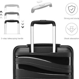 KONO Koffer Groß Leicht Hartschalenkoffer Trolley Reisekoffer mit 4 Rollen und TSA Schloss, 75x52x30cm, 105Liter, Zwillingsrollen Polypropylen Rollkoffer (Schwarz, XL) – Bild 5
