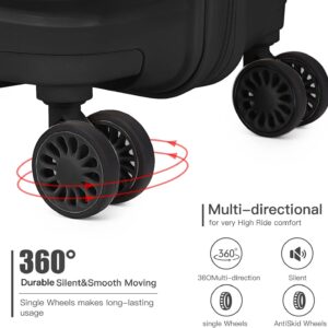 KONO Koffer Groß Leicht Hartschalenkoffer Trolley Reisekoffer mit 4 Rollen und TSA Schloss, 75x52x30cm, 105Liter, Zwillingsrollen Polypropylen Rollkoffer (Schwarz, XL) – Bild 7