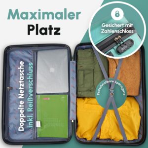 Easy Move ABS Hartschalenkoffer [ERGONOMISCH & SICHER] - Großer Trolley Koffer mit 360° Rädern, Zahlen Schloss - reisekoffer groß, hartschalenkoffer, Luggage – Bild 4