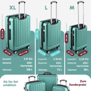 Easy Move ABS Hartschalenkoffer [ERGONOMISCH & SICHER] - Großer Trolley Koffer mit 360° Rädern, Zahlen Schloss - reisekoffer groß, hartschalenkoffer, Luggage – Bild 5