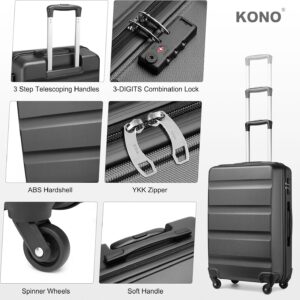 Kono Kabinengepäck Leichter ABS-Hartschalenkoffer mit TSA-Schloss und 4 Spinner-Rädern (19", Dunkelblau) – Bild 3