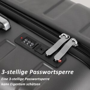 TAN.TOMI Handgepäck Koffer, Reisekoffer Hartschalenkoffer, Koffer & Trolley Handgepäck mit Passwortsperre, Hartschale Suitcase mit 4 Rollen(Dunkelgrau) – Bild 4