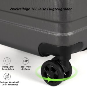 TAN.TOMI Handgepäck Koffer, Reisekoffer Hartschalenkoffer, Koffer & Trolley Handgepäck mit Passwortsperre, Hartschale Suitcase mit 4 Rollen(Dunkelgrau) – Bild 7