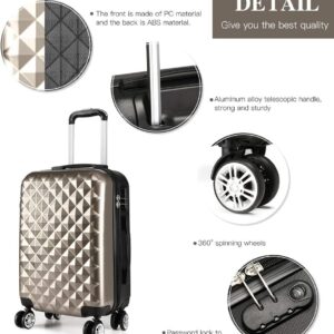 KONO Reisekoffer Handgepäck Koffer 4 Rollen Zwillingsrollen Hartschalenkoffer Handgepäck Trolley Klein 55cm & 31 Liter ABS+PC – Bild 4