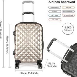 KONO Reisekoffer Handgepäck Koffer 4 Rollen Zwillingsrollen Hartschalenkoffer Handgepäck Trolley Klein 55cm & 31 Liter ABS+PC – Bild 6