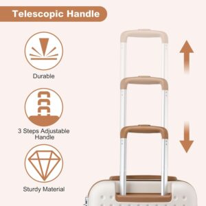 KONO Hartschalenkoffer Reisekoffer Koffer Trolleys 100% ABS Handgepäck Koffer mit 4 Spinnerräder Rollkoffer 55 * 38 * 19.5 cm TSA-Schloss Reisegepäck Weiß – Bild 4