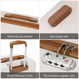 KONO Hartschalenkoffer Reisekoffer Koffer Trolleys 100% ABS Handgepäck Koffer mit 4 Spinnerräder Rollkoffer 55 * 38 * 19.5 cm TSA-Schloss Reisegepäck Weiß – Bild 5