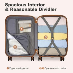 KONO Hartschalenkoffer Reisekoffer Koffer Trolleys 100% ABS Handgepäck Koffer mit 4 Spinnerräder Rollkoffer 55 * 38 * 19.5 cm TSA-Schloss Reisegepäck Weiß – Bild 6