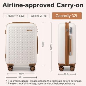 KONO Hartschalenkoffer Reisekoffer Koffer Trolleys 100% ABS Handgepäck Koffer mit 4 Spinnerräder Rollkoffer 55 * 38 * 19.5 cm TSA-Schloss Reisegepäck Weiß – Bild 7