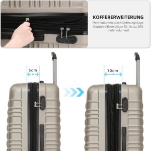 BEIBYE Reisekoffer 2088 Hartschalekoffer Gepäck Koffer Trolley Bordcase Handgepäck M in 14 Farben (Champagner) – Bild 5