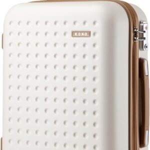 KONO Hartschalenkoffer Reisekoffer Koffer Trolleys 100% ABS Handgepäck Koffer mit 4 Spinnerräder Rollkoffer 55 * 38 * 19.5 cm TSA-Schloss Reisegepäck Weiß