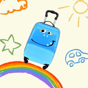 Quana Kinderkoffer, Kindergepäck, Kindertrolly, Hartschalenkoffer für Kinder, Reisekoffer mit Teleskopgriff, Kids Trolley (Blaui) – Bild 1
