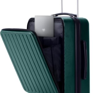 RYER Handgepäck Koffer fürs Flugzeug – Carry On Suitcase – ABS Hartschalenkoffer mit Laptopfach – Doppeltes TSA-Schloss, Wasserdicht und Namensschild – Reisekoffer mit 4 Rollen – 54x36x23cm – Grün