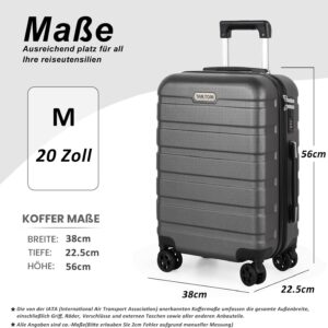 TAN.TOMI Handgepäck Koffer, Reisekoffer Hartschalenkoffer, Koffer & Trolley Handgepäck mit Passwortsperre, Hartschale Suitcase mit 4 Rollen(Dunkelgrau) – Bild 2