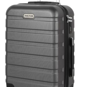 TAN.TOMI Handgepäck Koffer, Reisekoffer Hartschalenkoffer, Koffer & Trolley Handgepäck mit Passwortsperre, Hartschale Suitcase mit 4 Rollen(Dunkelgrau) – Bild 1
