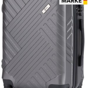 Xonic Design Reisekoffer - Hartschalen-Koffer mit 360° Leichtlauf-Rollen - hochwertiger Trolley mit Zahlenschloss in M-L-XL oder Set(Dunkelgrau, M)